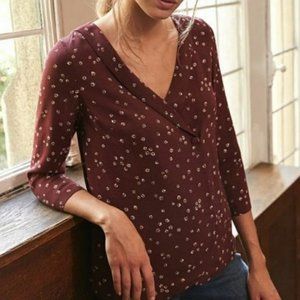 Sezane Burgundy Floral Alyssa Top